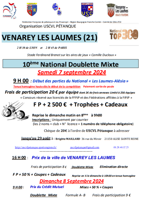 Concours de pétanque Officiel - Venarey-les-Laumes