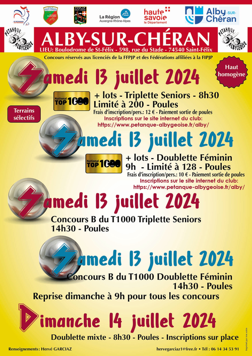 Concours de pétanque en Doublette - National TOP 1000 - Alby-sur-Chéran