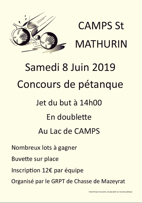 Concours de pétanque en Doublette - Camps-Saint-Mathurin-Léobazel