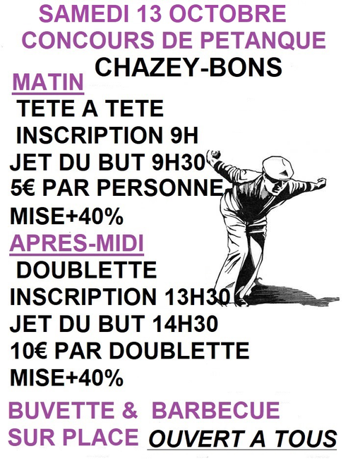 Concours de pétanque en Doublette - Chazey-Bons