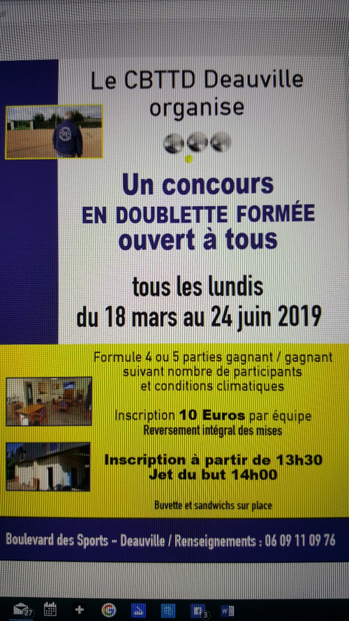 Concours de pétanque en Doublette - Deauville