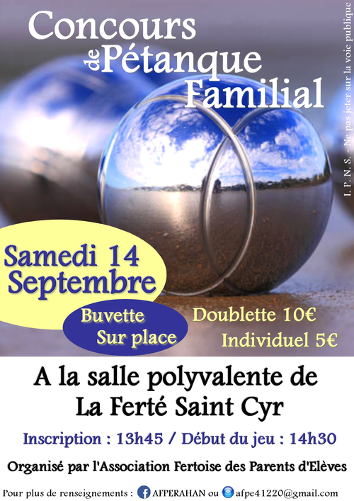 Concours de pétanque en Tête à tête - La Ferté-Saint-Cyr