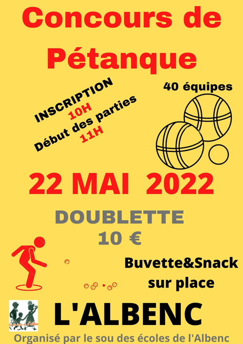 Concours de pétanque en Doublette - L'Albenc