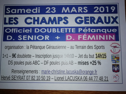 Concours de pétanque en Doublette - Régional - Les Champs-Géraux
