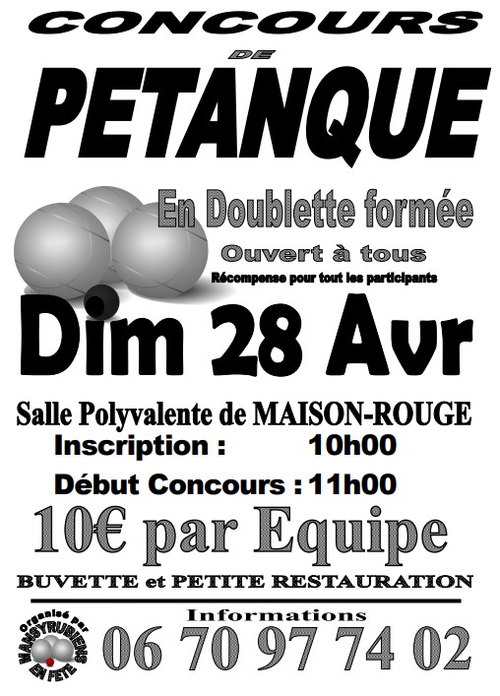 Concours de pétanque en Doublette - Maison-Rouge