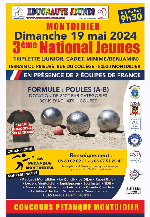 Concours de pétanque en Triplette - National TOP 300 - Montdidier