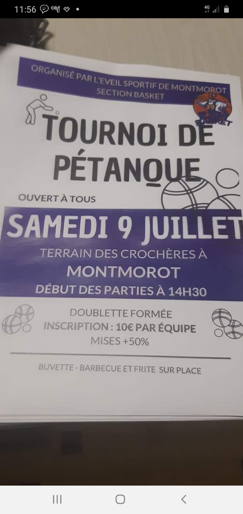 Concours de pétanque en Doublette - Montmorot