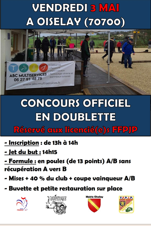 Concours de pétanque en Doublette - Oiselay-et-Grachaux