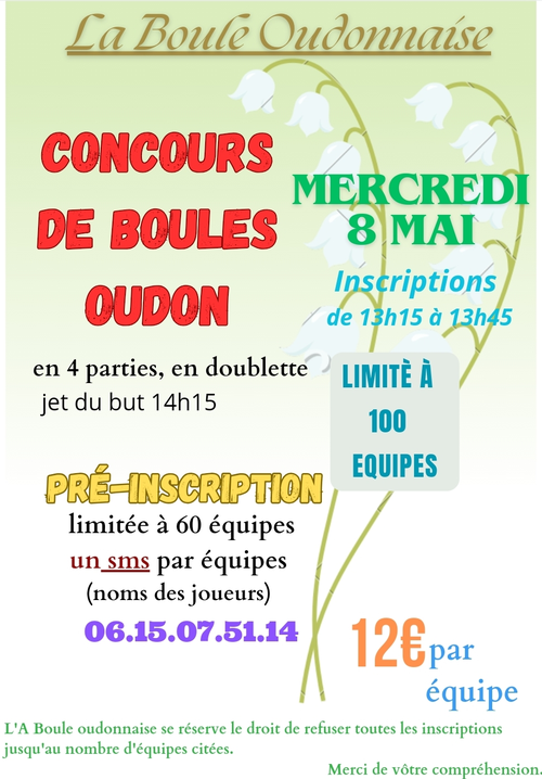 Concours de pétanque en Doublette - Oudon