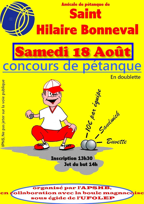 Concours de pétanque en Doublette - Saint-Hilaire-Bonneval