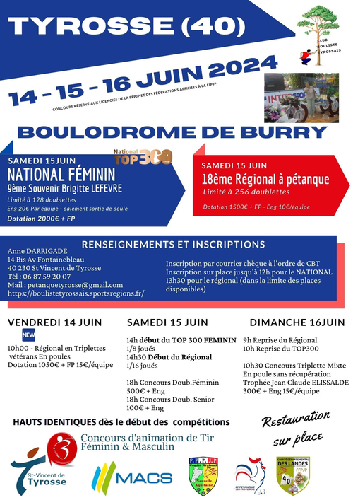 Concours de pétanque en Doublette - National TOP 300 - Saint-Vincent-de-Tyrosse