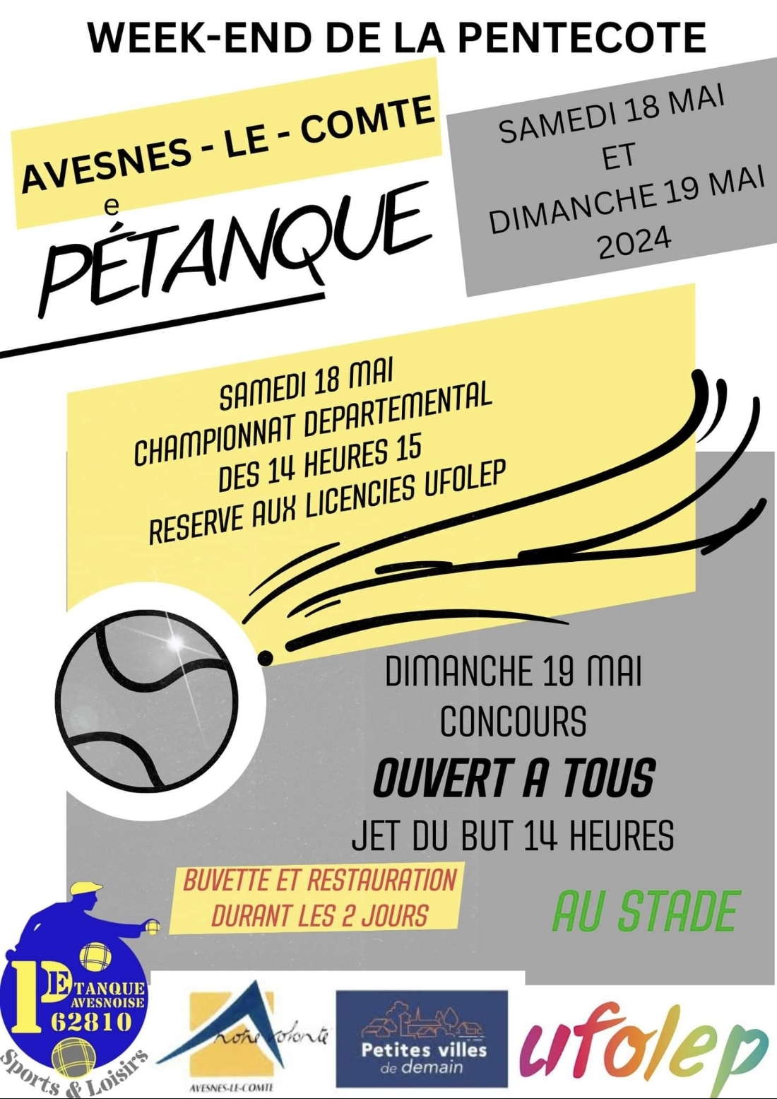 Concours en Doublette le 19 mai 2024 - Avesnes-le-Comte - 62810