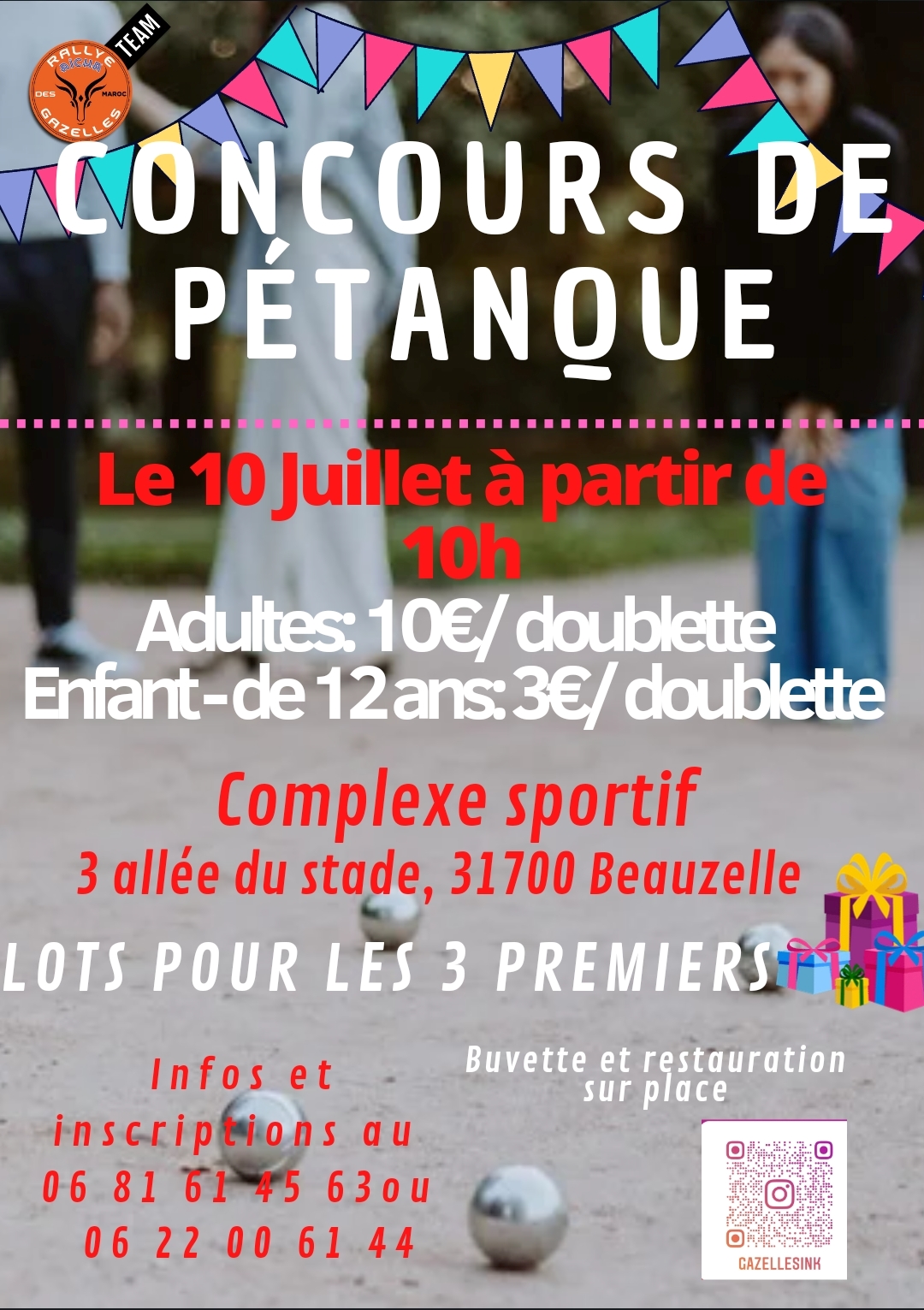 Concours De Pétanque Ouvert à Tous En Lot et garonne Concours de pétanque Ouvert à tous - Beauzelle - 10 juillet 2022 -  Doublette Mixte