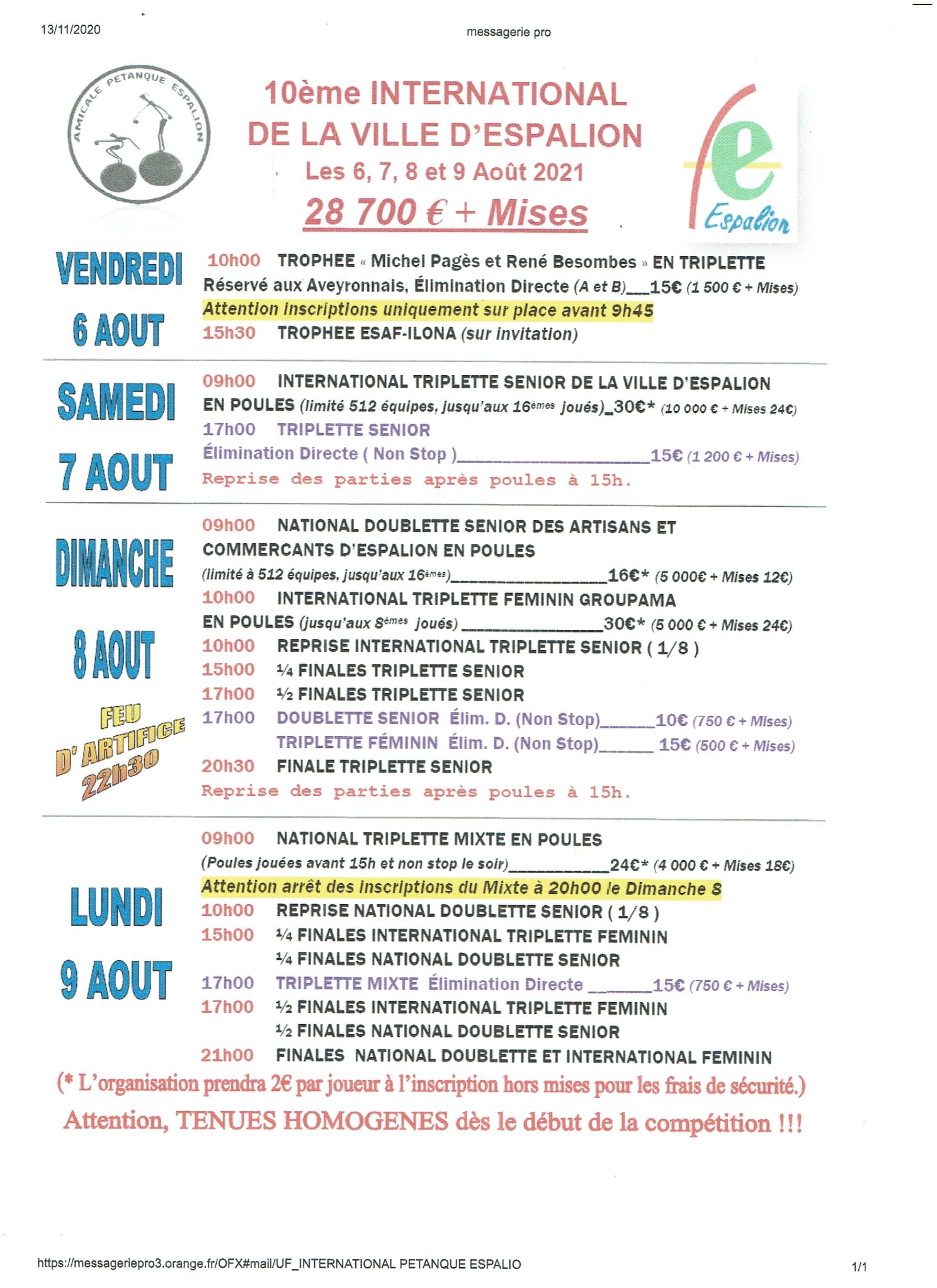Calendrier Petanque Aveyron 2023 Concours De Pétanque Officiel - Espalion - 06 Août 2021 - Triplette