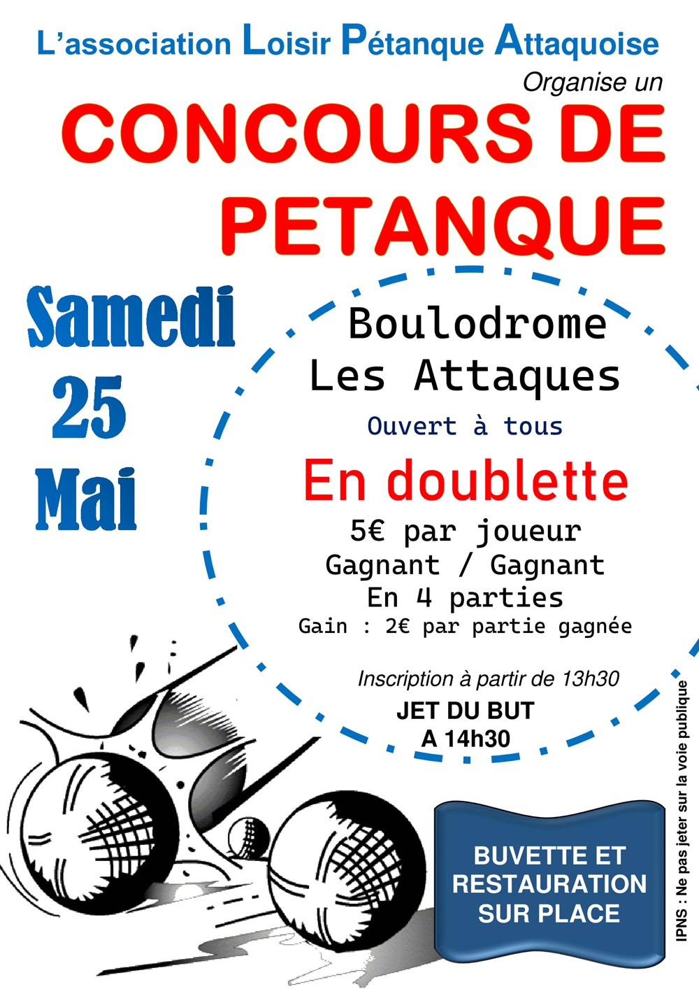 Concours en Doublette le 25 mai 2024 - Les Attaques - 62730