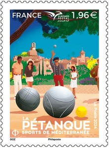 Timbre - Euromed - La pétanque - Sports de Méditerranée - Lettre internationale 2024 - Actualité - Petanque Generation