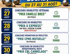 Concours en Doublette Mixte le 30 août 2026 - Amicale Bouliste des Eucalyptus