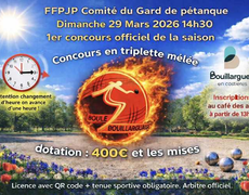 Concours en Triplette à la mêlée le 29 mars 2026 - Bouillargues - 30230