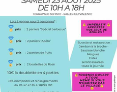 Concours en Doublette le 23 août 2025 - Cappel - 57450