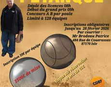 Concours en Doublette le 7 mars 2026 - Condat-sur-Vienne - 87920
