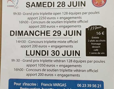 Concours en Triplette le 28 juin 2025 - Golfech - 82400