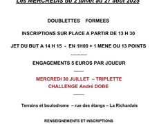 Concours en Doublette le 2 juillet 2025 - La Richardais - 35780
