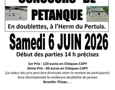 Concours en Doublette le 6 juin 2026 - Le Pertuis - 43200