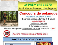 Concours en Doublette le 13 août 2026 - Les Mathes - 17570
