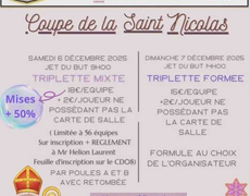 Concours en Triplette le 7 décembre 2025 - Charleville Mézières