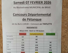 Concours en Triplette le 7 février 2026 - Boulodrome de Brive