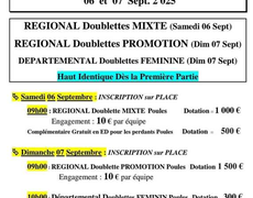 Concours en Doublette Mixte le 6 septembre 2025 - FENOUILLET