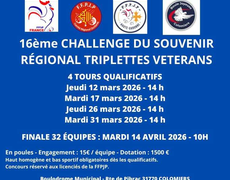 Concours en Triplette le 12 mars 2026 - COLOMIERS