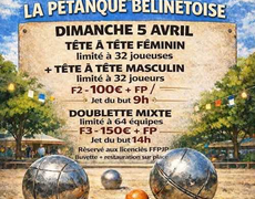 Concours en Doublette Mixte le 5 avril 2026 - petanque belinetoise
