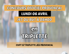 Concours en Triplette le 6 avril 2026 - THIONVILLE
