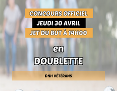 Concours en Doublette le 30 avril 2026 - GALAXIE PETANQUE AMNEVILLE