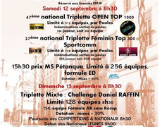 Concours en Triplette le 12 septembre 2026 - Chalon Sur Saone