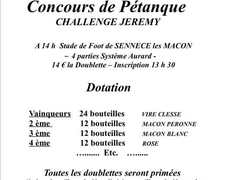 Concours en Doublette le 14 juin 2025 - Mâcon - 71000