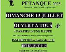 Concours en Doublette le 13 juillet 2025 - Magnac-Bourg - 87380