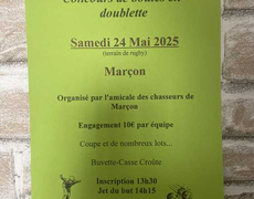 Concours en Doublette le 24 mai 2025 - Marçon - 72340