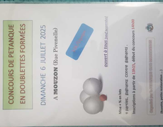 Concours en Doublette le 6 juillet 2025 - Mouzon - 08210