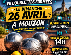 Concours en Doublette le 26 avril 2026 - Mouzon - 08210