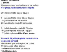 Concours en Triplette le 19 juin 2026 - Paulhan - 34230