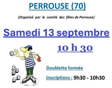 Concours en Doublette le 13 septembre 2025 - Perrouse - 70190