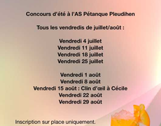 Concours en Doublette le 4 juillet 2025 - Pleudihen-sur-Rance - 22690