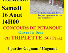 Concours en Triplette le 16 août 2025 - Plouguernével - 22110
