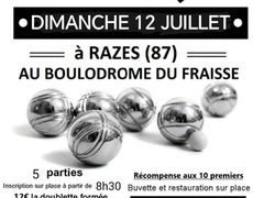 Concours en Doublette le 12 juillet 2026 - Razès - 87640