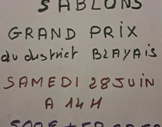 Concours en Doublette le 28 juin 2025 - Sablons - 33910