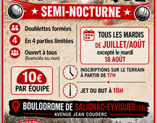 Concours en Doublette le 11 août 2026 - Salignac-Eyvigues - 24590