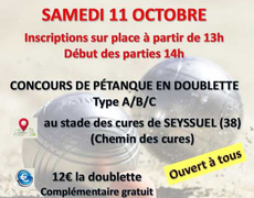 Concours en Doublette le 11 octobre 2025 - Seyssuel - 38200