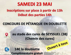 Concours en Doublette le 23 mai 2026 - Seyssuel - 38200